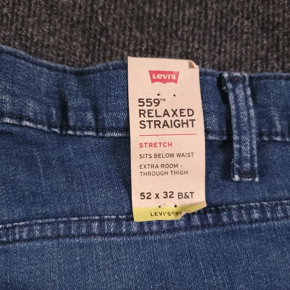 Levi's Men 559 Relaxed Straight Jeans 52x32 Blue Stretch Big Tall‎ NWT